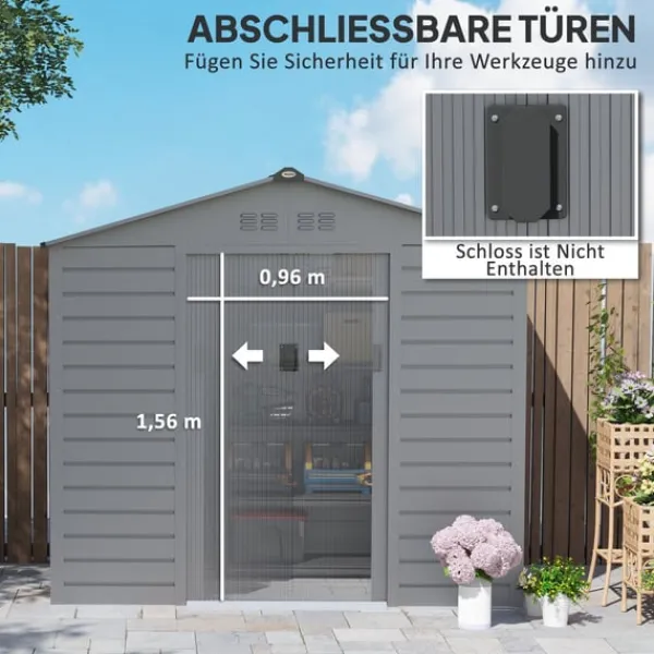New Rootz Garden Tool Shed - Stålopbevaring - Låsbar opbevaring - Vandtæt og ventileret - 213 cm x 131 cm x 192 cm Skure, Garager & Carports