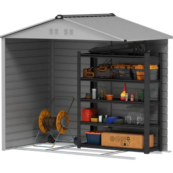 New Rootz Garden Tool Shed - Stålopbevaring - Låsbar opbevaring - Vandtæt og ventileret - 213 cm x 131 cm x 192 cm Skure, Garager & Carports
