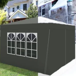 Telte & Lysthuse^Rootz Gazebo Pop-Up telt - Vandtæt Pagoda - Solafskærmning - UV-beskyttelse, Regnbestandig, Nem opsætning - Metal og 210D Oxford-stof - 3 x 3 m Grå