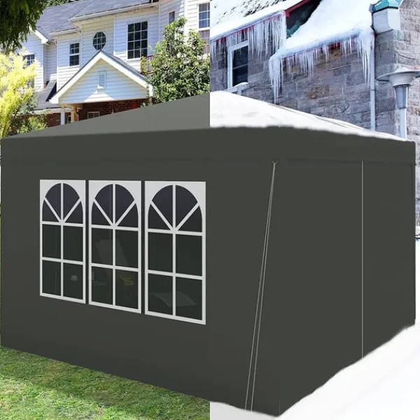 Telte & Lysthuse^Rootz Gazebo Pop-Up telt - Vandtæt Pagoda - Solafskærmning - UV-beskyttelse, Regnbestandig, Nem opsætning - Metal og 210D Oxford-stof - 3 x 3 m Grå