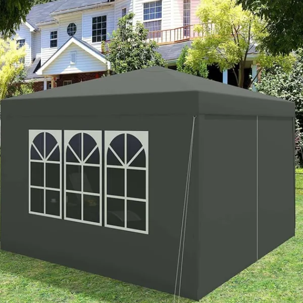 Telte & Lysthuse^Rootz Gazebo Pop-Up telt - Vandtæt Pagoda - Solafskærmning - UV-beskyttelse, Regnbestandig, Nem opsætning - Metal og 210D Oxford-stof - 3 x 3 m Grå