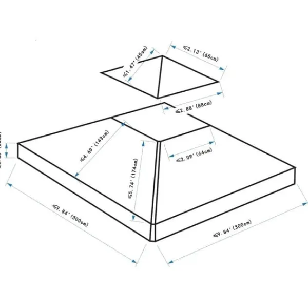 Clearance Rootz Gazebo Udskiftningstag - Udskiftningsbaldakin - Dobbeltlagstag - Pavillontag - Metal - Dybgrå - 300cm x 300co. Telte & Lysthuse