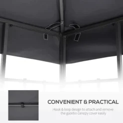 Clearance Rootz Gazebo Udskiftningstag - Udskiftningsbaldakin - Dobbeltlagstag - Pavillontag - Metal - Dybgrå - 300cm x 300co. Telte & Lysthuse