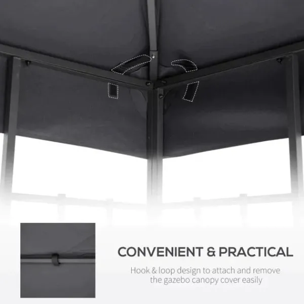 Clearance Rootz Gazebo Udskiftningstag - Udskiftningsbaldakin - Dobbeltlagstag - Pavillontag - Metal - Dybgrå - 300cm x 300co. Telte & Lysthuse