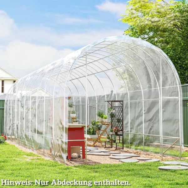 Discount Rootz Greenhouse Cover - Plastic Tarpaulin - Plantedækning - UV -resistent vandtæt - Fremme vækst - 8m x 10m Drivhus