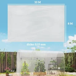 Discount Rootz Greenhouse Cover - Plastic Tarpaulin - Plantedækning - UV -resistent vandtæt - Fremme vækst - 8m x 10m Drivhus