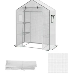 Clearance Rootz Greenhouse Film Cover - UV -beskyttet udskiftning Tarp - Tårebestandig plast - 140x73x190cm hvid Drivhus