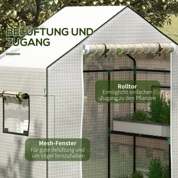 Clearance Rootz Greenhouse Film Cover - UV -beskyttet udskiftning Tarp - Tårebestandig plast - 140x73x190cm hvid Drivhus