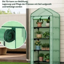 Drivhus^Rootz Greenhouse med ruller - foliehylling - Plant Grow House - Beskytter mod UV & Frost - 70x163x50cm, grøn, sort, sort