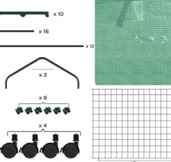 Drivhus^Rootz Greenhouse med ruller - foliehylling - Plant Grow House - Beskytter mod UV & Frost - 70x163x50cm, grøn, sort, sort