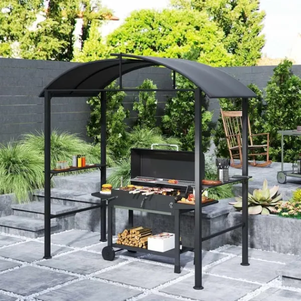 Telte & Lysthuse^Rootz Grill Pavilion - Udendørs husly - BBQ Gazebo - Stålrammer - Solbeskyttelse - 1,1 m x 2,3 m - Grå