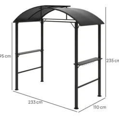 Telte & Lysthuse^Rootz Grill Pavilion - Udendørs husly - BBQ Gazebo - Stålrammer - Solbeskyttelse - 1,1 m x 2,3 m - Grå