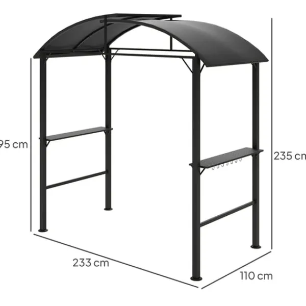 Telte & Lysthuse^Rootz Grill Pavilion - Udendørs husly - BBQ Gazebo - Stålrammer - Solbeskyttelse - 1,1 m x 2,3 m - Grå