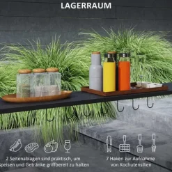 Telte & Lysthuse^Rootz Grill Pavilion - Udendørs husly - BBQ Gazebo - Stålrammer - Solbeskyttelse - 1,1 m x 2,3 m - Grå