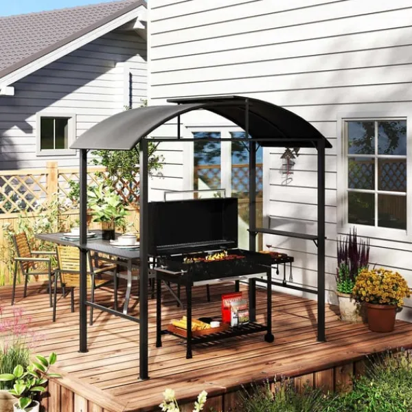 Telte & Lysthuse^Rootz Grill Pavilion - Udendørs husly - BBQ Gazebo - Stålrammer - Solbeskyttelse - 1,1 m x 2,3 m - Grå