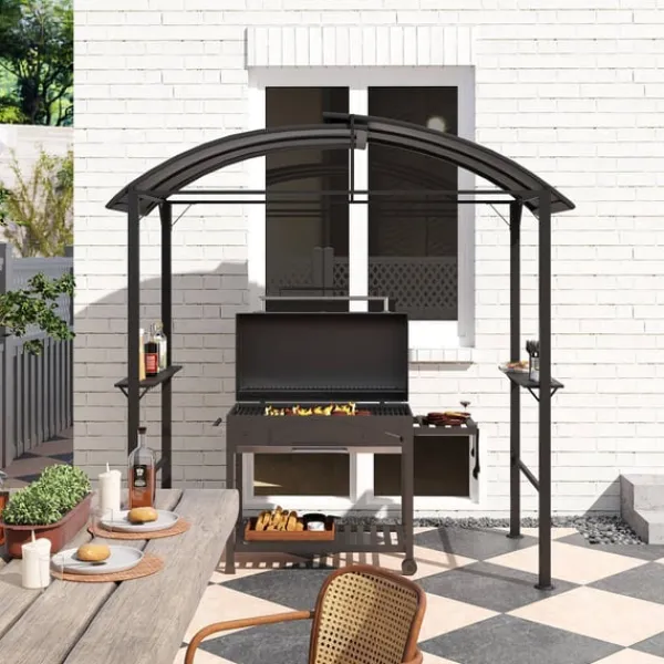 Telte & Lysthuse^Rootz Grill Pavilion - Udendørs husly - BBQ Gazebo - Stålrammer - Solbeskyttelse - 1,1 m x 2,3 m - Grå