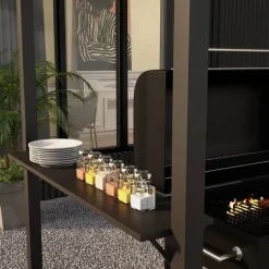 Telte & Lysthuse^Rootz Grill Pavilion - Udendørs husly - BBQ Gazebo - Stålrammer - Solbeskyttelse - 1,1 m x 2,3 m - Grå