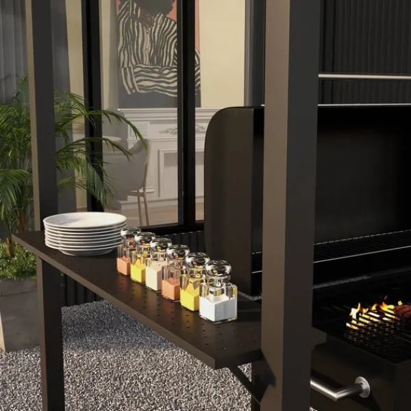 Telte & Lysthuse^Rootz Grill Pavilion - Udendørs husly - BBQ Gazebo - Stålrammer - Solbeskyttelse - 1,1 m x 2,3 m - Grå