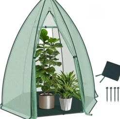 Hot Rootz Growhouse - Plant House - Greenhouse - Vinterbeskyttelse - 130 GSM PE - 160x180x160cm - Gennemsigtig, grøn Drivhus