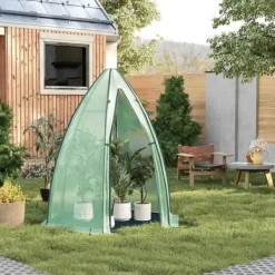 Hot Rootz Growhouse - Plant House - Greenhouse - Vinterbeskyttelse - 130 GSM PE - 160x180x160cm - Gennemsigtig, grøn Drivhus
