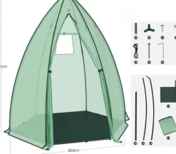 Hot Rootz Growhouse - Plant House - Greenhouse - Vinterbeskyttelse - 130 GSM PE - 160x180x160cm - Gennemsigtig, grøn Drivhus