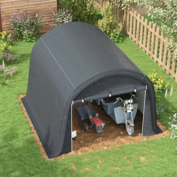 Discount Rootz Haveopbevaringstelt - Robust stålramme - Dækspændingssystem - Festtelte - Store døre - Galvaniseret stål-PE - Grå - 300W x 300D x 235H cm Skure, Garager & Carports