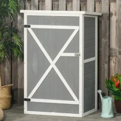 Discount Rootz Haveskur - Haveopbevaringsskur - Haveskab - Redskabsskur - Haveredskabsskur - Grå - 75 x 56 x 115cm Skure, Garager & Carports