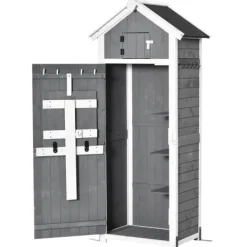 New Rootz Haveskur - Haveopbevaringsskur - Haveskab - Træredskabsskur - Haveopbevaringsskab - Grå - 78 x 52,5 x 182 cm Skure, Garager & Carports