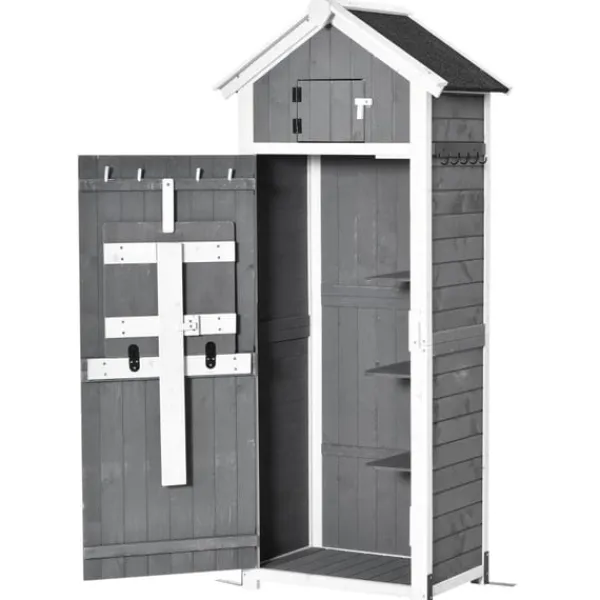 New Rootz Haveskur - Haveopbevaringsskur - Haveskab - Træredskabsskur - Haveopbevaringsskab - Grå - 78 x 52,5 x 182 cm Skure, Garager & Carports