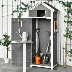 New Rootz Haveskur - Haveopbevaringsskur - Haveskab - Træredskabsskur - Haveopbevaringsskab - Grå - 78 x 52,5 x 182 cm Skure, Garager & Carports