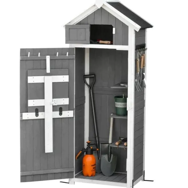 New Rootz Haveskur - Haveopbevaringsskur - Haveskab - Træredskabsskur - Haveopbevaringsskab - Grå - 78 x 52,5 x 182 cm Skure, Garager & Carports