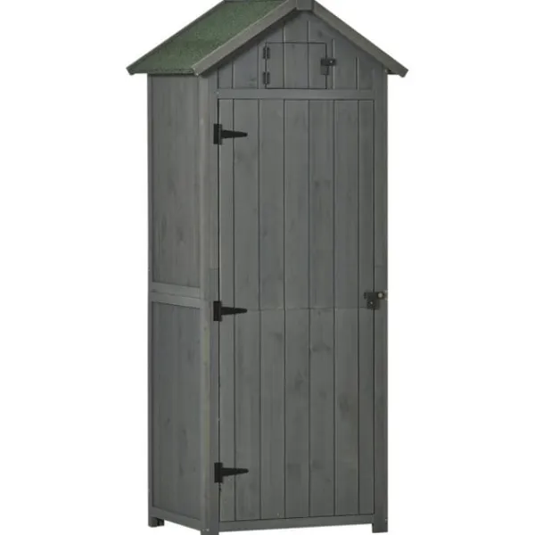Clearance Rootz Haveskur - Haveopbevaringsskur - Haveskab - Haveredskabsskur - Grå/grøn - 77 x 54,2 x 179 cm Skure, Garager & Carports
