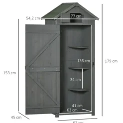 Clearance Rootz Haveskur - Haveopbevaringsskur - Haveskab - Haveredskabsskur - Grå/grøn - 77 x 54,2 x 179 cm Skure, Garager & Carports