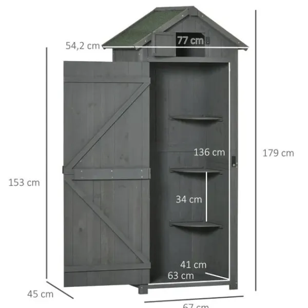 Clearance Rootz Haveskur - Haveopbevaringsskur - Haveskab - Haveredskabsskur - Grå/grøn - 77 x 54,2 x 179 cm Skure, Garager & Carports