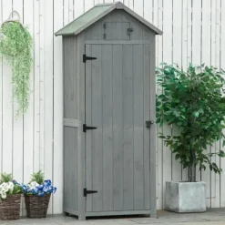 Clearance Rootz Haveskur - Haveopbevaringsskur - Haveskab - Haveredskabsskur - Grå/grøn - 77 x 54,2 x 179 cm Skure, Garager & Carports