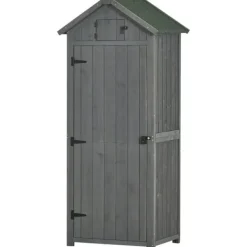Clearance Rootz Haveskur - Haveopbevaringsskur - Haveskab - Haveredskabsskur - Grå/grøn - 77 x 54,2 x 179 cm Skure, Garager & Carports