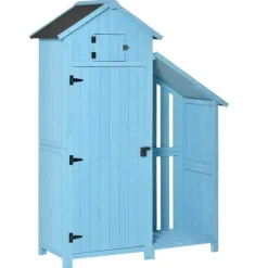 Outlet Rootz Haveskur - Haveskur - Haveskur Værktøj - Opbevaringsredskabsskur - Træ - Himmelblå - 130 x 54,5 x 180 cm Skure, Garager & Carports