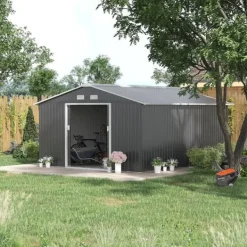 Rootz Haveskur - Opbevaringshaveskur - Skur - Grå - 12,5 X 11,1 fod Skure, Garager & Carports
