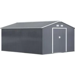 Rootz Haveskur - Opbevaringshaveskur - Skur - Grå - 12,5 X 11,1 fod Skure, Garager & Carports