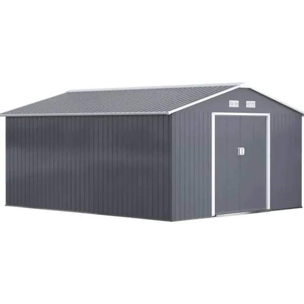 Rootz Haveskur - Opbevaringshaveskur - Skur - Grå - 12,5 X 11,1 fod Skure, Garager & Carports