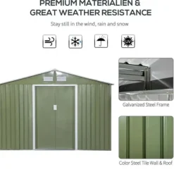 Skure, Garager & Carports^Rootz Haveskur - Redskabsskur - Bølgestål - Lysegrøn - 2,77 x 1,95 x 1,92 cm