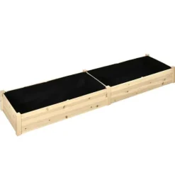 Discount Rootz Højbed - 2 planteområder - Indvendig foring lavet af fleece - Vejrbestandig - Massivt træ - 244 cm x 61,5 cm x 27 cm Plantningsbænke