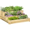 Krukker & Plantebeholdere^Rootz Højseng - Blomsterkasse - 3 Etager - Drænåbning - Stoffor - Naturligt træ - 93 x 93 x 35 cm