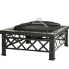 Pejse^Rootz 3-i-1 Bålplads - Bålplads med gnistbeskyttelse - Grillrist - Isspand - Have - BBQ - Sort 76 x 76 x 47 cm