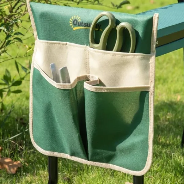 Støtte Med Hjul, Sæder & Knæbeskyttelse Til Havepleje^Rootz Kneeler - Sammenfoldelig havetaburet - 2 i 1 knæstøtte med værktøjstaske - EVA - Skum - Grøn - 58 x 28 x 49 cm