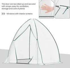 Online Rootz konisk drivhus - Havedrivhus - Plantehus - Vejrbestandig, holdbar struktur, Optimal ventilation - 240cm x 200cm x 240cm / 160cm x 180cm x 160cm | CDON Drivhus