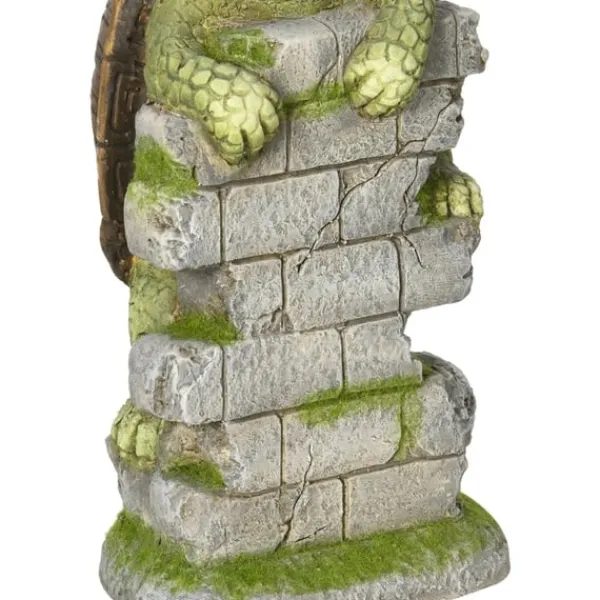 New Rootz Little Turtle - Havedekoration - Havedekoration - Vejrbestandig med sollys - Magnesiumoxid - Grøn + Brun - 17,5L x 18,5W x 36,5H cm Havedekorationer