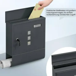Postkasser & Brevindkast^Rootz Mailbox - Letterbox - Postbox - Holdbar, rustbestandig - 30,6 x 33,5 x 10 cm grå