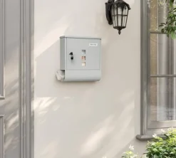 Best Rootz Mailbox - Letterbox - Postbox - Holder Mail Dry & Secure - Galvaniseret stål - 30,6 x 33,5 x 10 cm grå Postkasser & Brevindkast