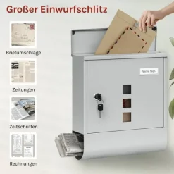Best Rootz Mailbox - Letterbox - Postbox - Holder Mail Dry & Secure - Galvaniseret stål - 30,6 x 33,5 x 10 cm grå Postkasser & Brevindkast